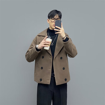凡客诚品(vancl)【套装】小红书潮男穿搭风衣短款冬毛呢大衣外套英伦