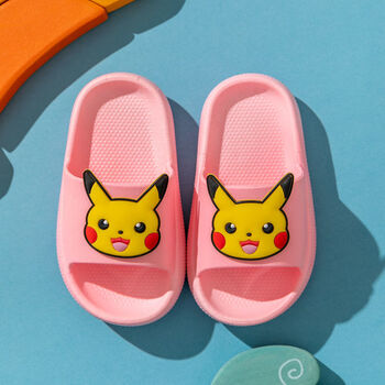 儿童夏男童可爱皮卡丘软底防滑浴室内居家用女童宝宝凉 粉色【皮卡丘