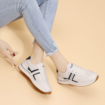 牛皮运动鞋女春夏秋季新款女鞋子时尚ins百搭轻便系带阿甘鞋女士鞋