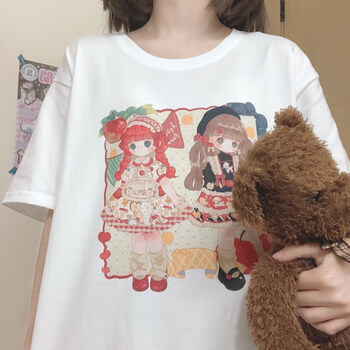 女孩短袖t恤日系正肩圆领宽松上衣女夏原创苹果少女t恤s码80斤到100斤