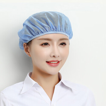 一次性网帽 网帽女夏网纱透气车间工作卫生帽厂一次性防 网帽浅蓝 可