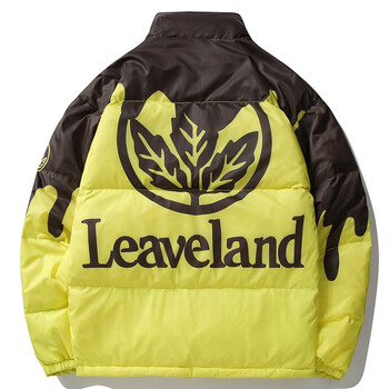 leaveland意大利枫叶潮牌22秋冬撞色羽绒服白鸭绒时尚青年冬装立领