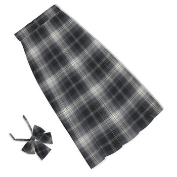 新款银线百搭款格裙现货学生中短裙学院风格裙42cm领结xs腰围5861