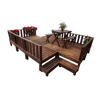 防腐木地台碳化木地板户外露台台庭院室外花园木平台榻榻米 ^&amp