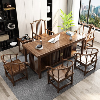 老板桌办公室总裁经理桌茶几茶具套装泡茶道桌功夫阳台办公茶桌1梳背