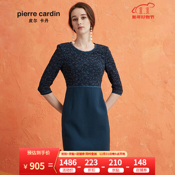 皮尔卡丹女装连衣裙 蓝色 42A(175/96A)