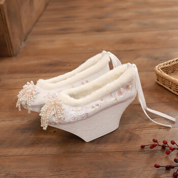 汉服鞋子女绣花鞋女唐风古制汉服鞋子明制登云履 女鞋 高跟古风公主