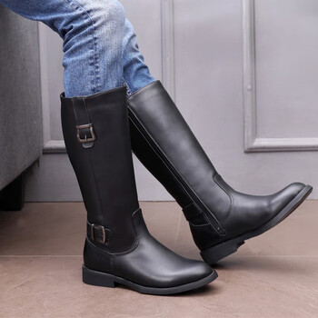 男士羊毛靴子长筒牛皮马靴单摩托骑士高筒靴男马丁靴黑色38