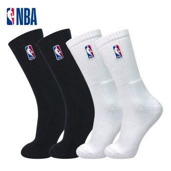 NBA品牌高筒篮球袜男士加厚吸汗毛巾运动袜2双装