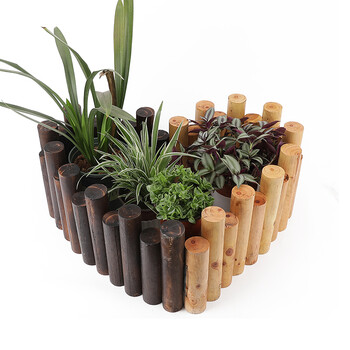 户外花园腐木栅栏庭院小木桩围栏篱笆隔断阳台装饰树桩实木摆件默认