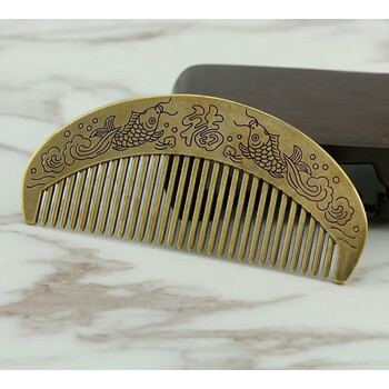 溥畔手工黄铜梳子改善头屑发梳铜静电发特色婚嫁龙凤梳子 [字]款式