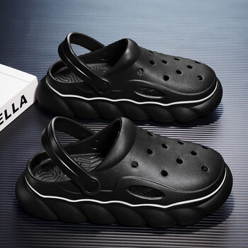 洞洞鞋女2023年新款夏季时尚包头踩屎感外穿凉拖女生防滑沙滩凉鞋黑色