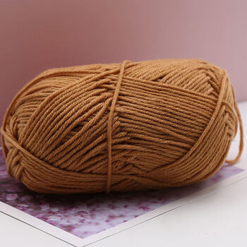 团中粗线牛奶棉线手工diy编织围巾钩针拖鞋材料包婴儿宝宝衣服棕色