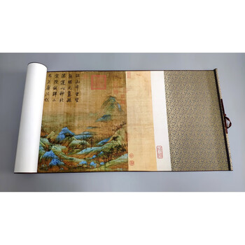 千里江山图长卷手卷宣纸绢布传世名画微喷小镶嵌装裱30748cm对应组合