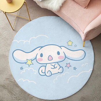 玉桂狗地毯卡通圆形地毯玉桂狗加绒地一垫卧室床边毯可爱大耳狗电脑