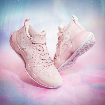 李宁男鞋篮球鞋利刃20low男子轻量回弹篮球专业比赛鞋abas039新弱粉红