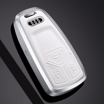 奥迪 q5l 19款 q7 a5 汽车钥匙包 金属真皮-奥迪b款-白色 奥迪钥