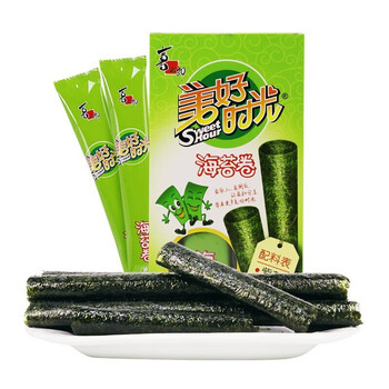 美好时光海苔多规格大片海苔即食儿童零食紫菜海苔卷原味265g