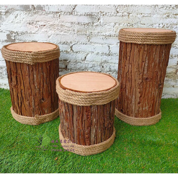 麦桑荷仿真麻绳木桩假木墩 空心圆木头栅栏木围栏木篱笆木桩栅栏装饰