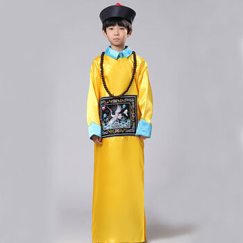 央紫新品僵尸服满族清朝服饰官服儿童成人僵尸演出服太监鬼节成人服装