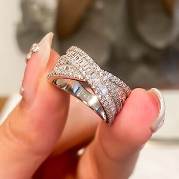 珠宝首饰>铂金>铂金戒指>珍彬>珍彬七夕节礼物铂金排钻戒指pt950莫桑