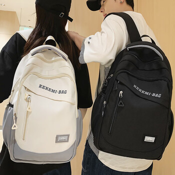 uhfw生大学生初中生拼色大容量女生轻便高中学生小学生双肩背包黑色