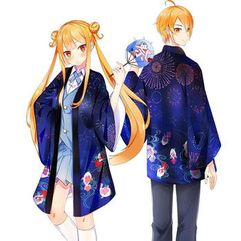 鬼灭狂三之刃浴衣日式和服外套二次元周边男女 金鱼花火 羽织加厚雪纺