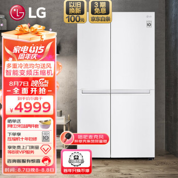 LG 御冰系列 649升超大容量对开门冰箱 双开门多重冷流 风冷无霜 保鲜冷冻分区 珠光白 S651SW12