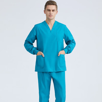 诺尔森洗手衣男女长袖刷手服洗手服医院工作服医护服涤棉长袖男款湖