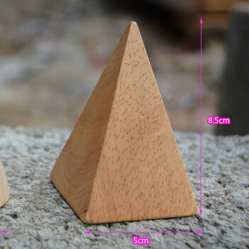体长方体立体几何模型一年级形状积木块 5厘米橡胶木四棱锥5块 收纳袋