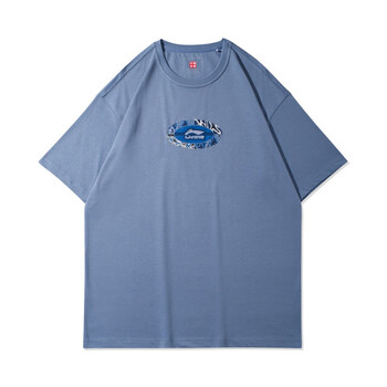 李宁2021夏季短袖男款男子宽松型短袖t恤ahsr363刚ahsr3633故乡蓝s