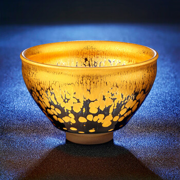 建盏茶杯主人杯大师级蔡志强金盏金叶建盏大师级盏杯主人茶杯天目茶盏