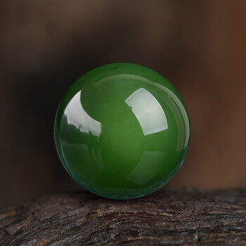 轩野 珠天然新疆和田玉菠菜绿单珠单颗玉珠子手串配珠串珠圆珠 精品