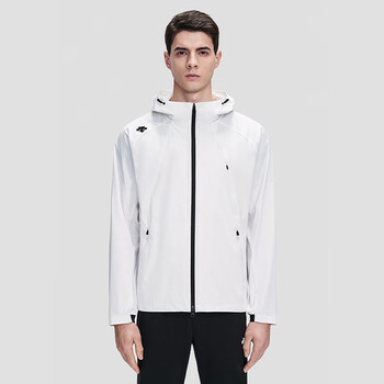 迪桑特descente休闲男女款连帽运动外套轻薄夹克男子白色wtl