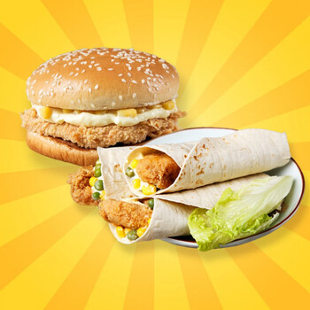 奥尔良味汉堡4个 老北京鸡肉卷4个