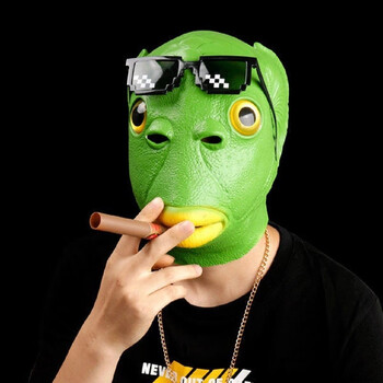 鱼头套绿鱼头套面具怪鱼面具抖音搞怪搞笑动物鱼头套可爱表演道具网红