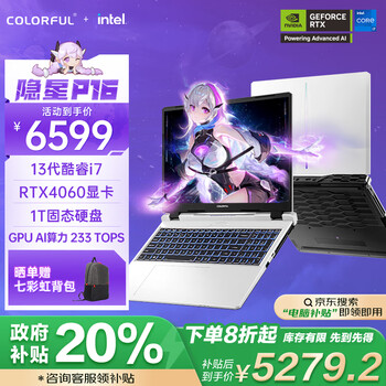 七彩虹（Colorful）隐星P16 24 13代酷睿i7 16英寸游戏笔记本电脑(i7-13620H 16G 1TB RTX4060 2.5K 165Hz）