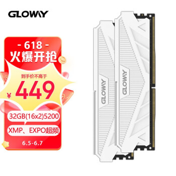 光威（Gloway）32G(16Gx2)套装 DDR5 5200 台式机内存条 天策系列-皓月白 DDR5 32G(16GB*2) 5200