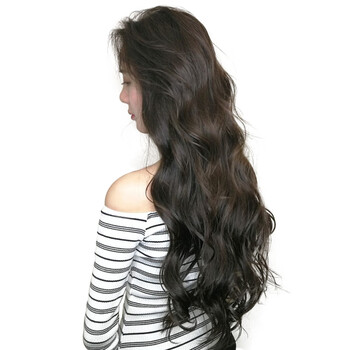 英琪加长全头真人发丝辫子发假发女长卷发大波浪蓬松自然递针头套 18