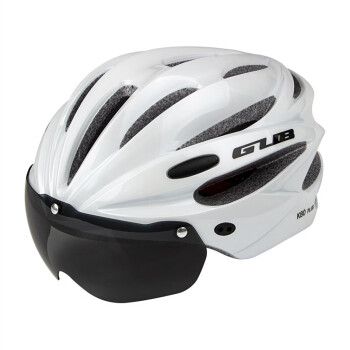 GUB 山地车自行车头盔男女一体式骑行头盔带眼镜风镜公路车装备配件 K80白色