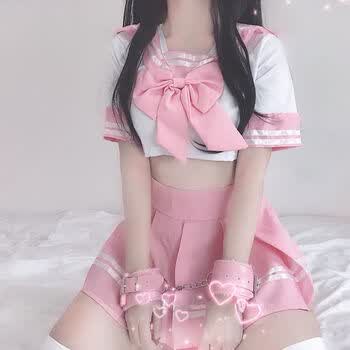 日韩cos性感学生制服可爱水手服女jk学生装校服软妹主播套装粉色手k