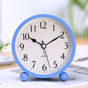 静音闹钟表床头懒虫起床可爱女孩卡通儿童中小学生用闹铃简约书桌蓝色