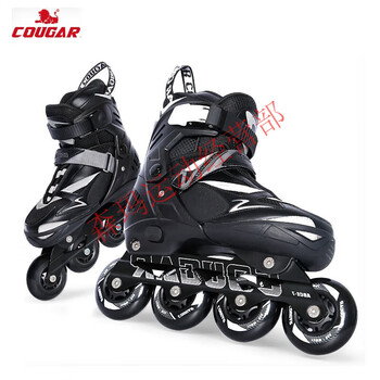 美洲狮cougar可调休闲轮滑鞋刷街溜冰鞋xl码黑色l可调3639码