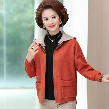 棒球服外套中老年秋季女装妈妈40到50岁春秋季中年针织开衫洋气sn