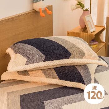 艾薇 牛奶绒枕套珊瑚绒枕头套一对枕芯套冬季保暖枕套简宜生活48*74cm