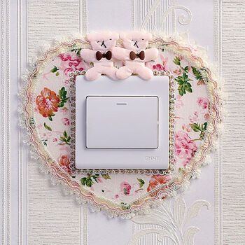 开关贴墙贴开关套保护罩开关装饰贴布艺创意插座套插板贴雪雅色熊