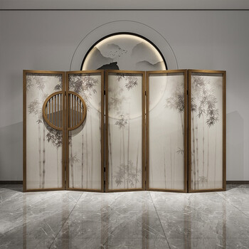 蓝氏家园  新中式禅意屏风隔断折叠移动装饰客厅玄关卧室书房茶室遮挡