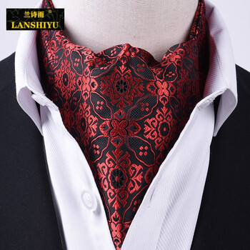 法国轻奢男士西装商务领巾男衬衫冬季百搭英伦围巾领方巾潮印花围脖l