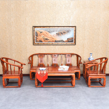 墨忘新中式全实木沙发仿古家具明清榆木客厅沙发木质五件套三人椅