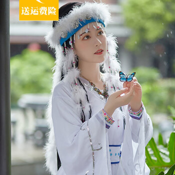 香妃服装还珠格格含香女装全套超仙飘逸成人写真白色衣服面纱蝴蝶xs